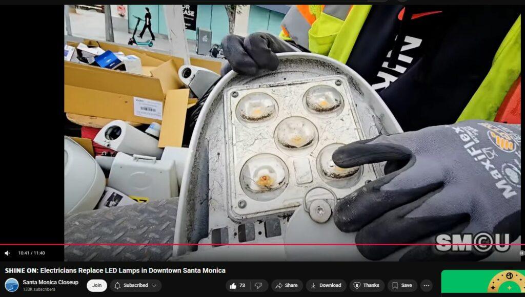 Large LED Street Lamps Burn From Inside Out